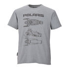 286600215 Polaris Mens Grey Snowmobile Sketch Short Sleeve Oem