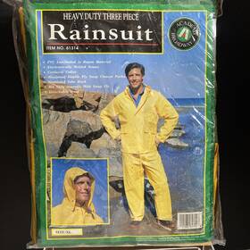 61314 Academy Broadway 3 Piece Heavy Duty Rain Suit Yellow Size Xl #613 New In Plastic 61314 Academy Broadway 3 Piece Heavy Duty Rain Suit Yellow Size Xl #613 New In Plastic