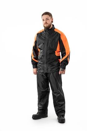 Brooks Leather 616245874391 Mens Complete Rain Suit Black Hi Viz Orange Size Xl New