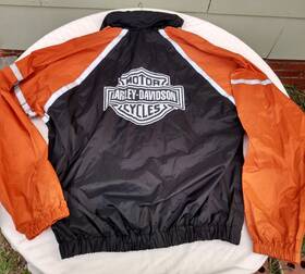Harley-davidson 10389 Hi-vis Orange Black Rain Suit Riding Gear 2 Piece Mens Medium