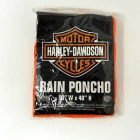 Harley-davidson 400103269180 Motorcycles Adult One Size Rain Poncho Orange Black 50 Inch By 40