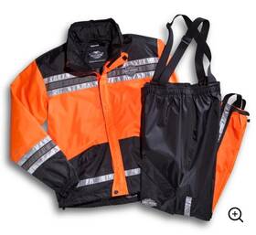 Harley-davidson 98155-21vm Hi-vis Orange Rain Suit Riding Gear 2 Piece With Bag Mens Xl
