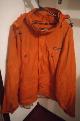 Harley-davidson Ca 03402 Mens Orange Raincoat With Roll-up Hoodie And Pockets - Size Xxl