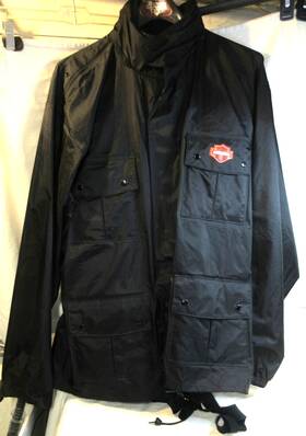 Harley-davidson Rn#771136 Coated Rainsuit Suspender Pants And Jacket Size Large