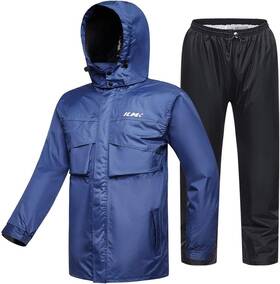 Ilm Rs02-b-l Motorcycle Rain Suit For Men Waterproof Resistant Large Blue-men