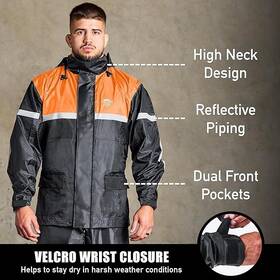 Nomad Usa 850073149119 Waterproof Motorcycle Rain Suit 2-piece Reflective Gear Lightweight Riding Jac