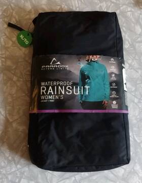 Paradox 382090005760 Waterproof Motorcycle Black Jacket And Pants Rain Suit Set Womens Sz Xl
