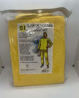 Xl44 Si 796690986884 Mens 2 Piece Hooded Rain Suit Brand Yellow New Xl44 Si 796690986884 Mens 2 Piece Hooded Rain Suit Brand Yellow New
