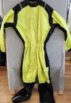 Rn1-1 Wicked Stock Motorcycle Rain Suit W Hood 3xl Reflective Yellow Biker One Piece