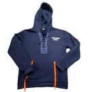 Polaris Men's Navy Blue Pullover Hoodie Long Sleeve Pockets Orange Accents Xl. Fixed Price $24.00.