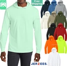 Mens Jerzees 100% Cotton Long Sleeve Hoodie Tee Hooded T-shirt Classic Fit S-3XL. Fixed Price $17.99.