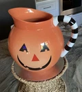Hmk Pumpkin Pitcher Black & White Striped Handle. Fixed Price $22.49.