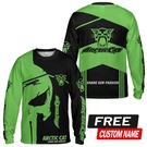 Custom Name Men's Arctic Cat Racing Green & Black Skull Long Sleeve Shirt S-5XL. Fixed Price $29.99.