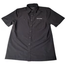 Polaris Men's Black Short Sleeve Pit Shirt Medium Embroidered Logo Button Up. Fixed Price $11.39.
