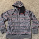 Empyre Jacket Mens Large Stripe Grey Snowboarding Technical Bonded Fleece Ski. Fixed Price $26.47.