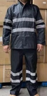 Black Safety Rain-suit, Jacket With Hoodie And Pants. Fixed Price $39.00.
