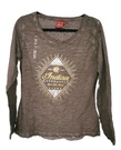 Nos Indian Motorcycle Lace Back Diamond Long Sleeve Tee Gray Women Med 286628003. Fixed Price $41.99.