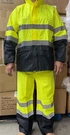 Yellow Safety Rain-suit, Jacket With Hoodie And Pants. Fixed Price $39.00.