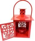 Hmk Lantern Candle Tea Light Holder Red Metal Floral Door Opens Handle Free Gift. Fixed Price $15.24.
