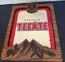 Vintage Tecate Cerveza Mirror Beer Bar Advertising Man Cave 20X16 Oak Frame. Fixed Price $75.00.