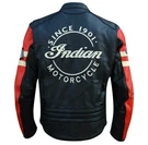 New Men's Indian Motorcycle Black & Red Genuine Cowhide Biker Leather Jacket. Fixed Price $195.00.