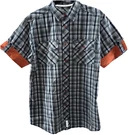 Polaris Rzr Mens Black & White Orange Plaid Short Sleeve Button Down Shirt. Fixed Price $14.99.