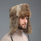Mens Winter Warm Genuine Rabbit Fur Hat Russia Trapper Earflap Ski Cap Ushanka. Fixed Price $30.01.