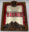 Tecate Cerveza Mirror Beer Bar Advertising Logo 20"X16" Oak Frame Read. Fixed Price $74.99.
