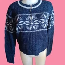 Large Hip Navy Blue Snowflake Ski Sweater Women's Acrylic/nylon Knit Winter. Fixed Price $13.00.