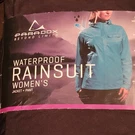 Paradox Waterproof Rainsuit Women's Size Black Jacket & Pants Zip Pouch. Fixed Price $34.98.